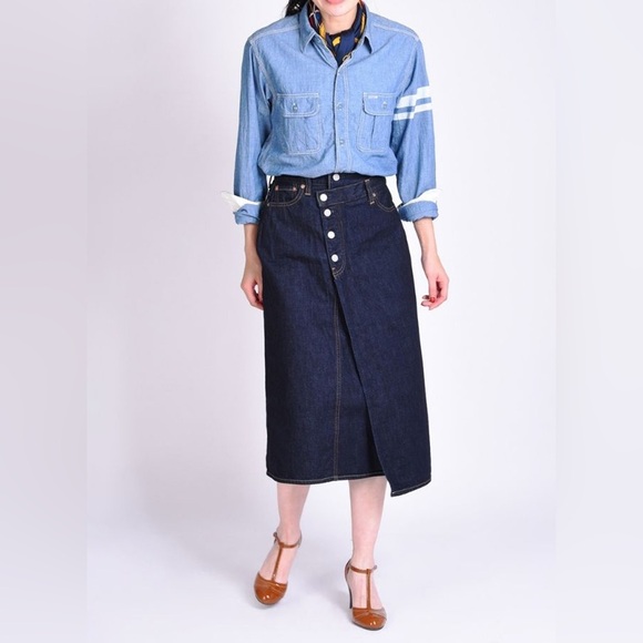 Like new Momotaro Jeans 12oz GTB Selvedge Denim Wrap Skirt. - Picture 3 of 16